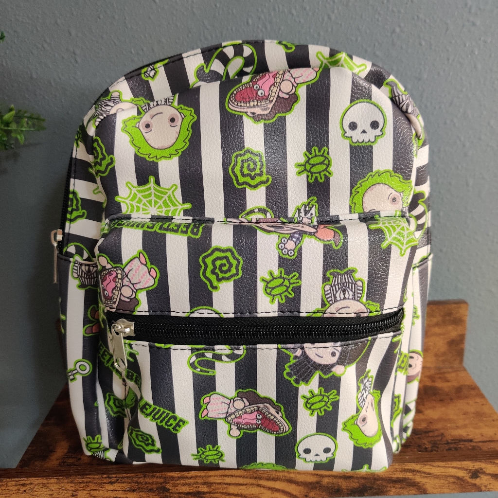 Beetlejuice Mini Backpack Nwt Halloween Brand New Green Black Stripes Ch